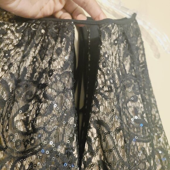 R&M Richards | Black & Taupe Lace Rouched Waist Cocktail Dress (Size 18W) - Picture 7 of 16